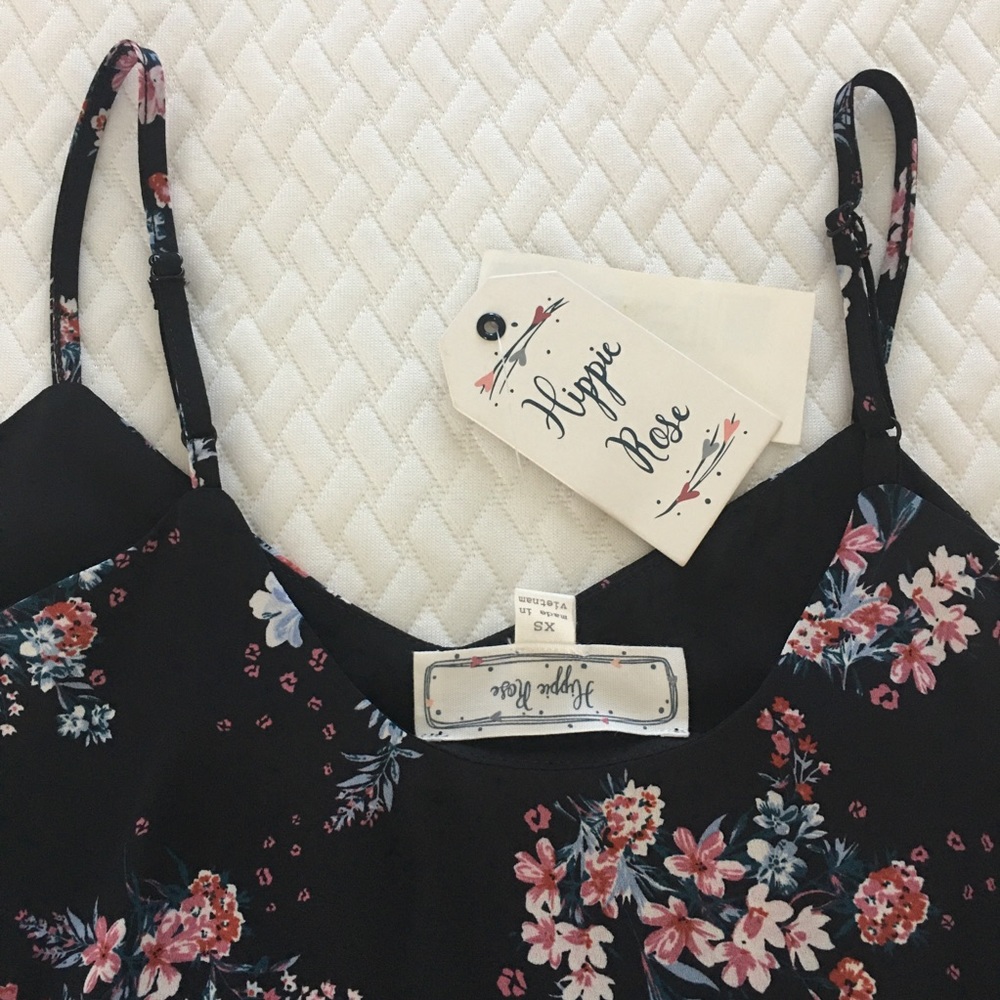 Hippie Rose Floral Blouse Black XS - Picture 5 of 8